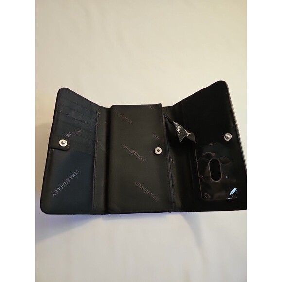 Vera Bradley Black Quilted Trifold Wallet Snap Closure 7" x 5" - Picture 5 of 9